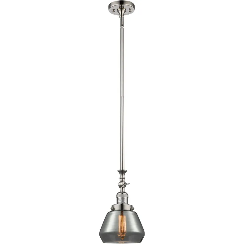 Franklin Restoration Fulton 1 Light 7 inch Polished Nickel Mini Pendant Ceiling Light in Bulb Not Included, Light Smoke Glass, Franklin Restoration