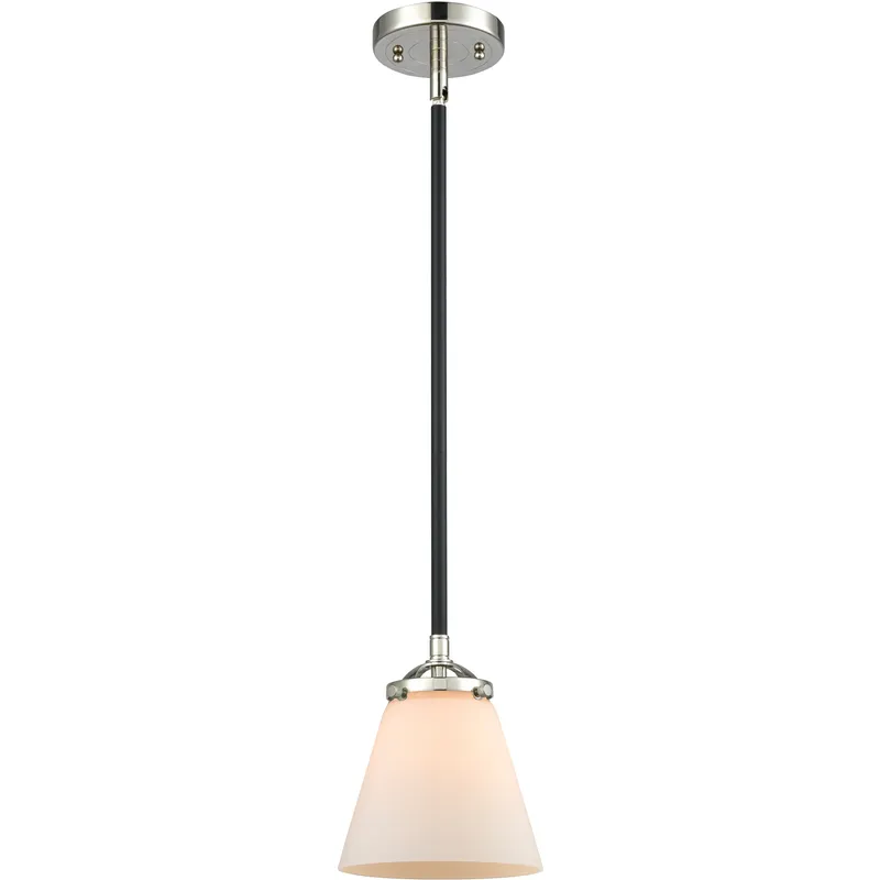 Nouveau Cone LED 6.25 inch Black Polished Nickel Mini Pendant Ceiling Light in Matte White, Nouveau