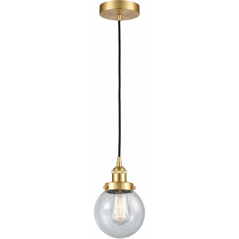 Edison Beacon LED 6 inch Satin Gold Mini Pendant Ceiling Light