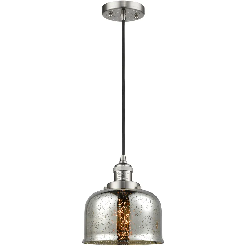 Franklin Restoration Bell 1 Light 8 inch Brushed Satin Nickel Mini Pendant Ceiling Light in Incandescent, Silver Plated Mercury, Franklin Restoration