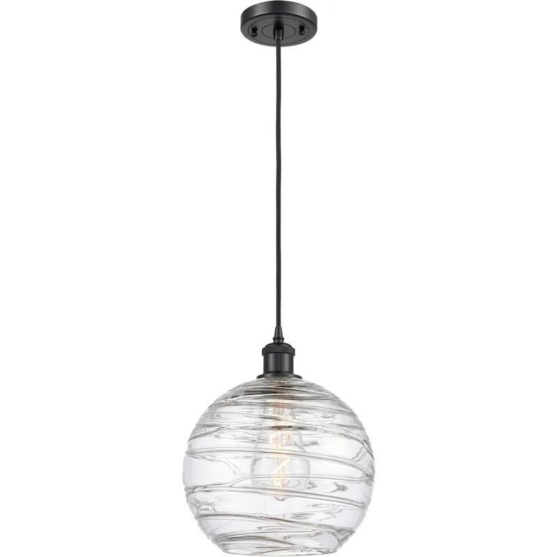 Ballston Large Deco Swirl 1 Light 10 inch Matte Black Mini Pendant Ceiling Light, Ballston