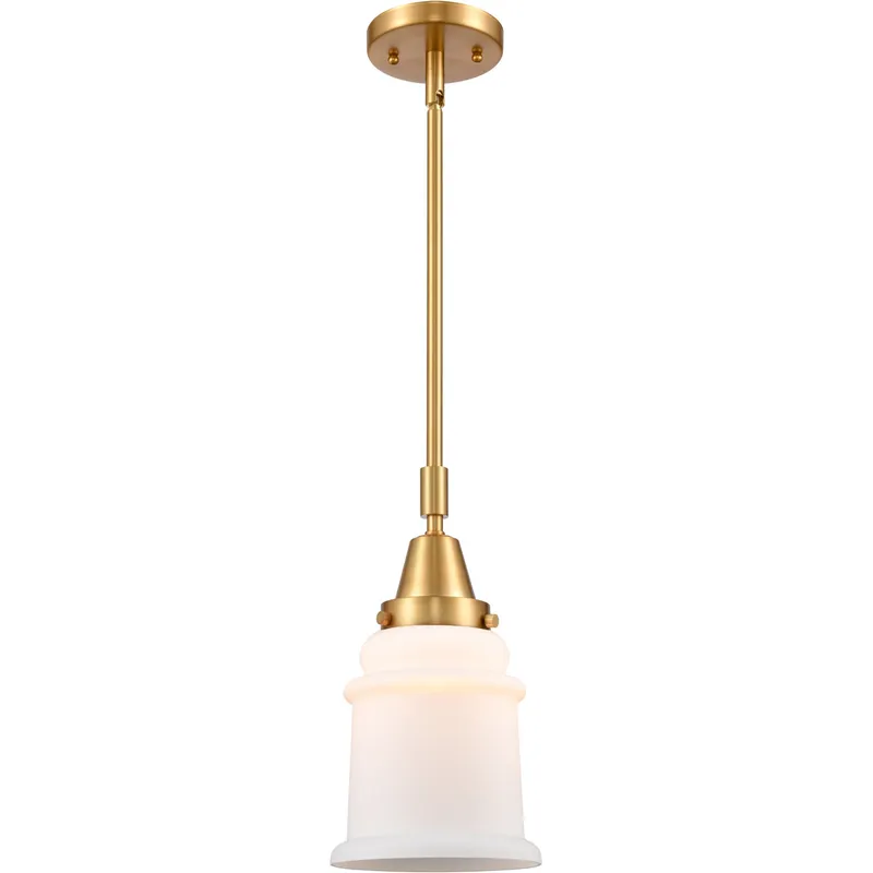 Franklin Restoration Canton LED 6.5 inch Satin Gold Mini Pendant Ceiling Light in Matte White Glass