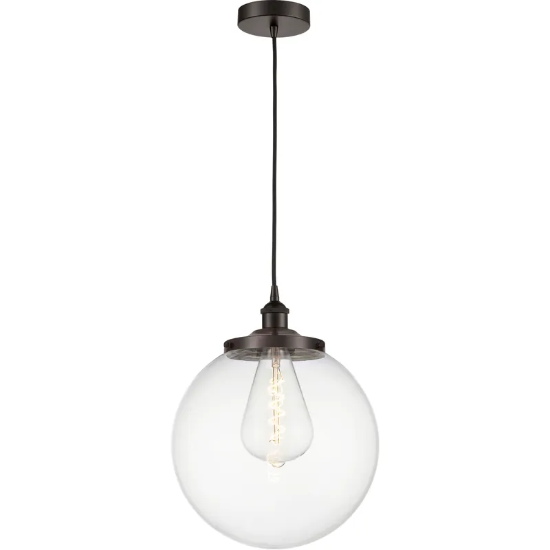 Beacon 1 Light 13.75 inch Oil Rubbed Bronze Mini Pendant Ceiling Light in Clear Glass