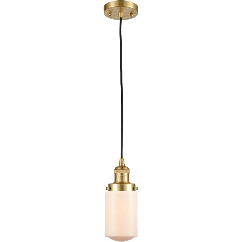 Franklin Restoration Dover LED 5 inch Satin Gold Mini Pendant Ceiling Light in Matte White Glass, Franklin Restoration