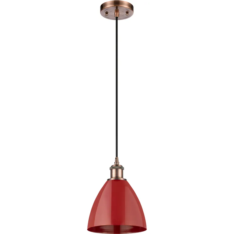 Ballston Plymouth Dome 1 Light 8 inch Antique Copper Mini Pendant Ceiling Light in Matte Red