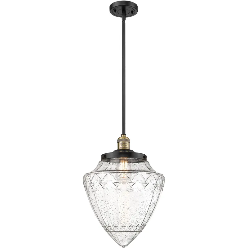 Franklin Restoration Bullet 1 Light 12 inch Black Antique Brass Mini Pendant Ceiling Light in Incandescent, Seedy