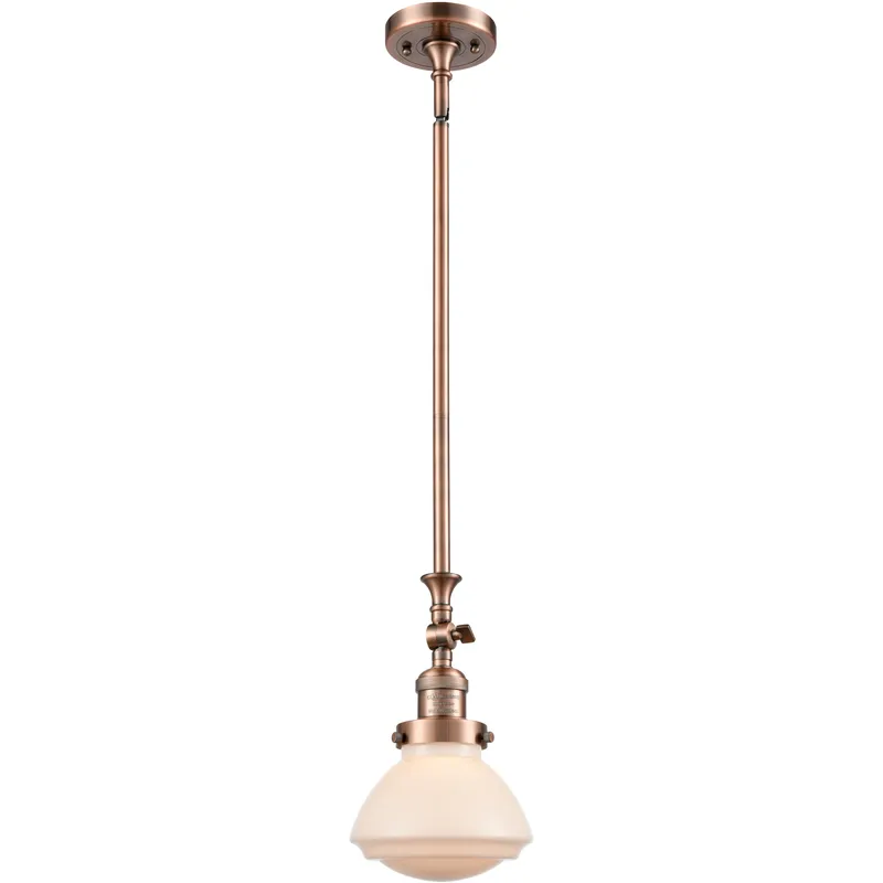 Franklin Restoration Olean 1 Light 6.75 inch Antique Copper Mini Pendant Ceiling Light in Incandescent, Matte White, Franklin Restoration