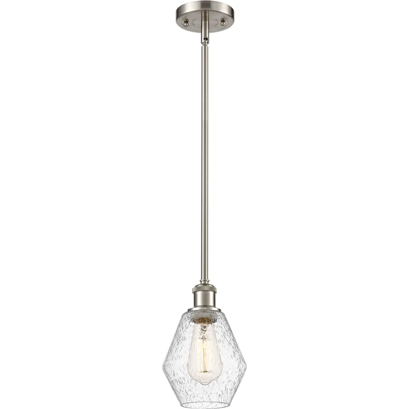 Ballston Cindyrella LED 6 inch Brushed Satin Nickel Mini Pendant Ceiling Light in Seedy Glass