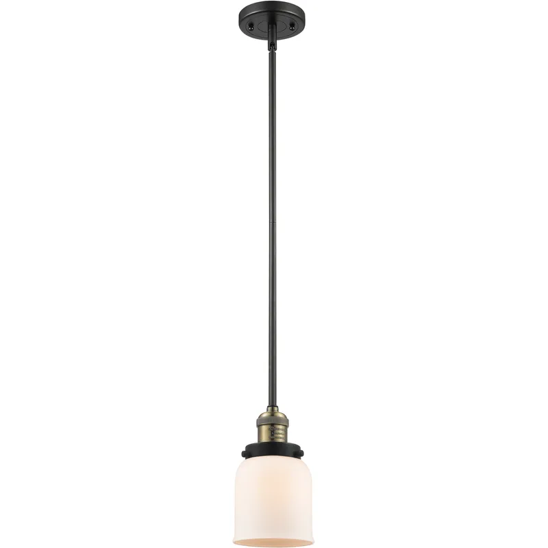 Franklin Restoration Bell LED 5 inch Black Antique Brass Mini Pendant Ceiling Light in Matte White, Franklin Restoration