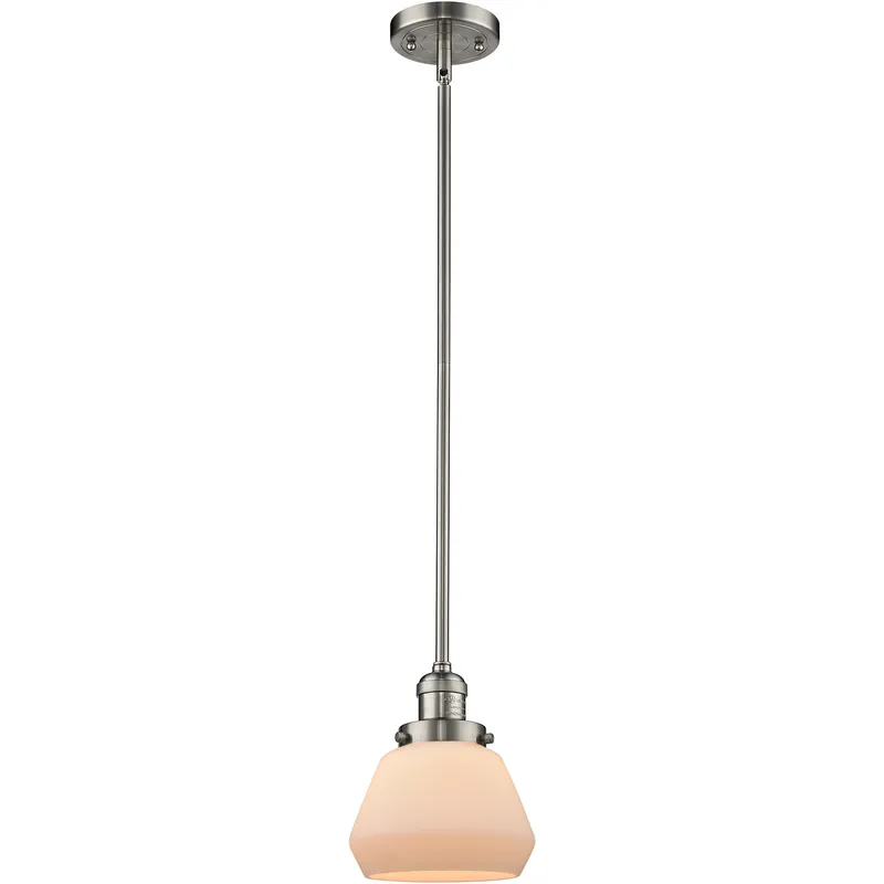 Franklin Restoration Fulton LED 7 inch Brushed Satin Nickel Mini Pendant Ceiling Light in Matte White, Franklin Restoration