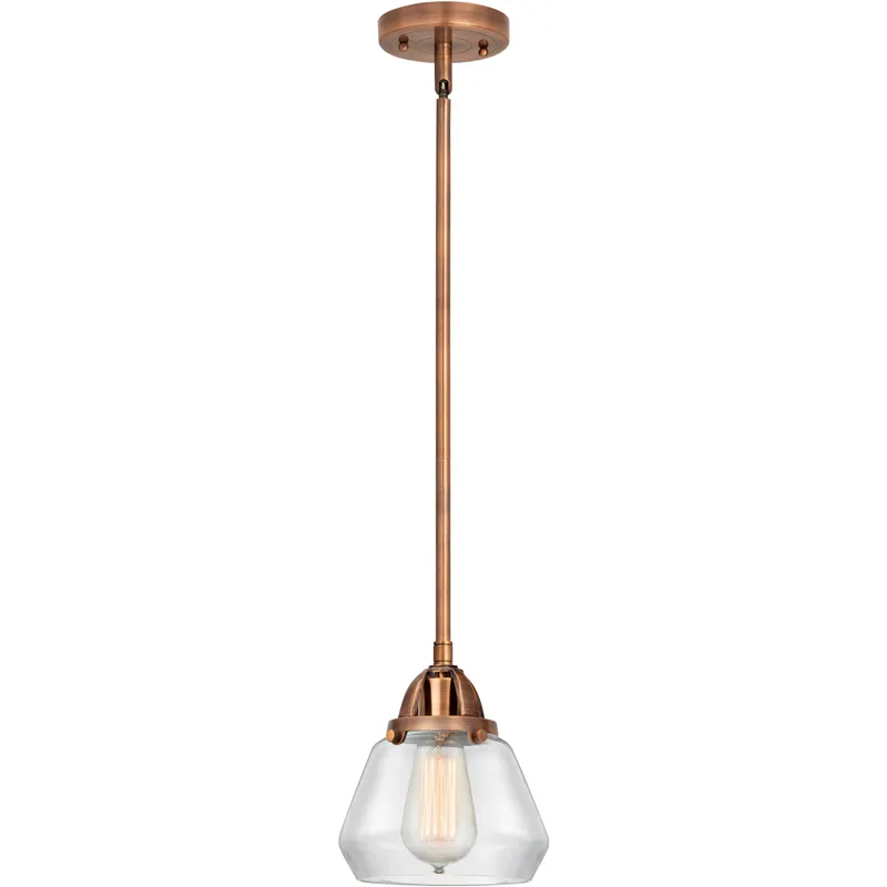 Nouveau 2 Fulton 1 Light 6.75 inch Antique Copper Mini Pendant Ceiling Light in Incandescent, Clear