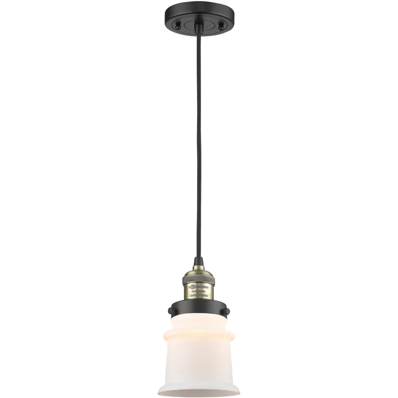Franklin Restoration Canton LED 6 inch Black Antique Brass Mini Pendant Ceiling Light in Matte White, Franklin Restoration