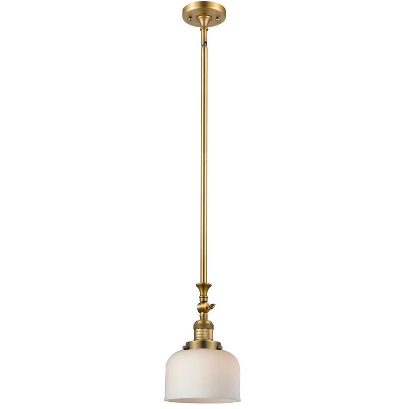 Franklin Restoration Bell 1 Light 8 inch Brushed Brass Mini Pendant Ceiling Light in Incandescent, Matte White, Franklin Restoration