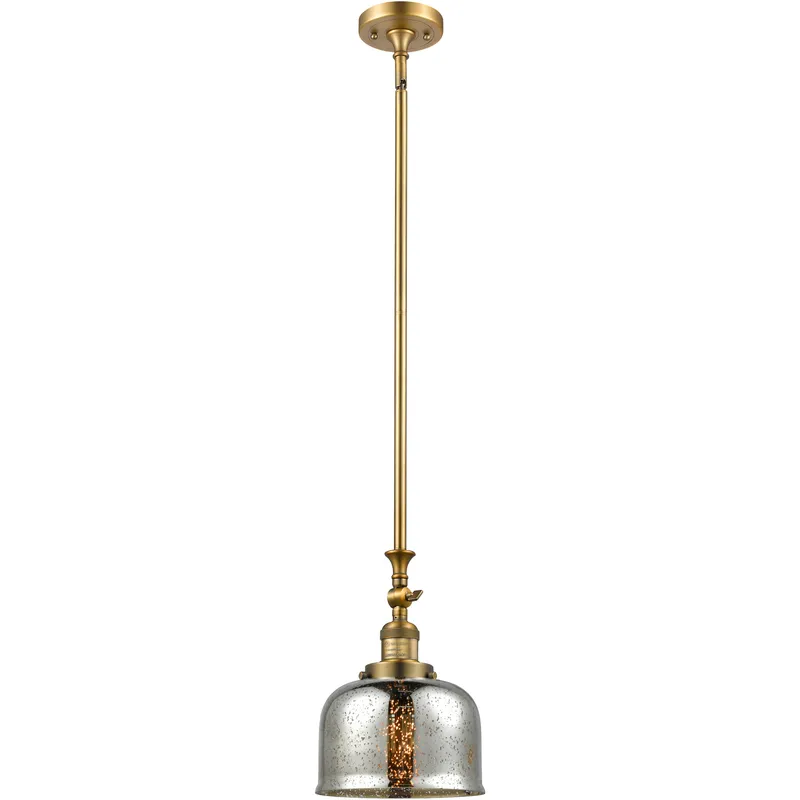 Franklin Restoration Bell 1 Light 8 inch Brushed Brass Mini Pendant Ceiling Light in Incandescent, Silver Plated Mercury, Franklin Restoration