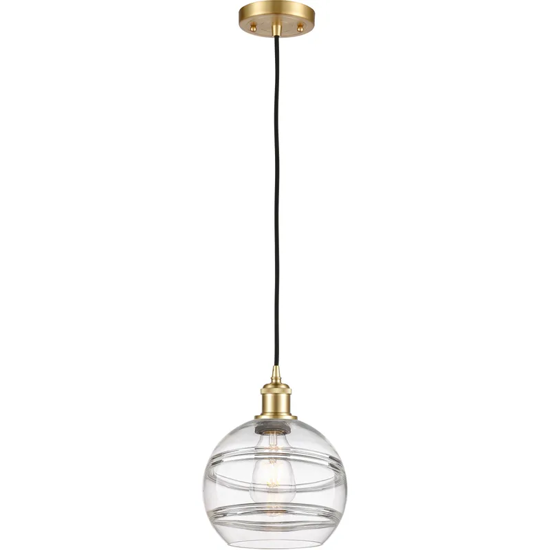 Ballston Rochester 1 Light 8 inch Satin Gold Cord Hung Mini Pendant Ceiling Light