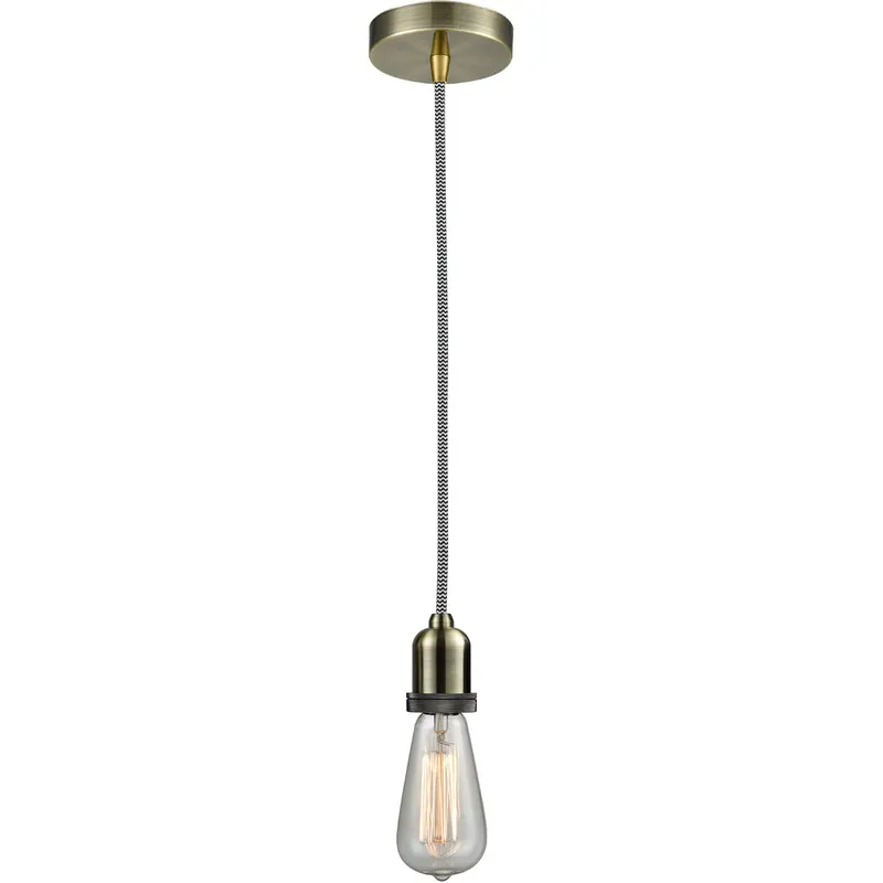 Whitney Bare Bulb 1 Light 2 inch Antique Brass Mini Pendant Ceiling Light in Zebra, Whitney