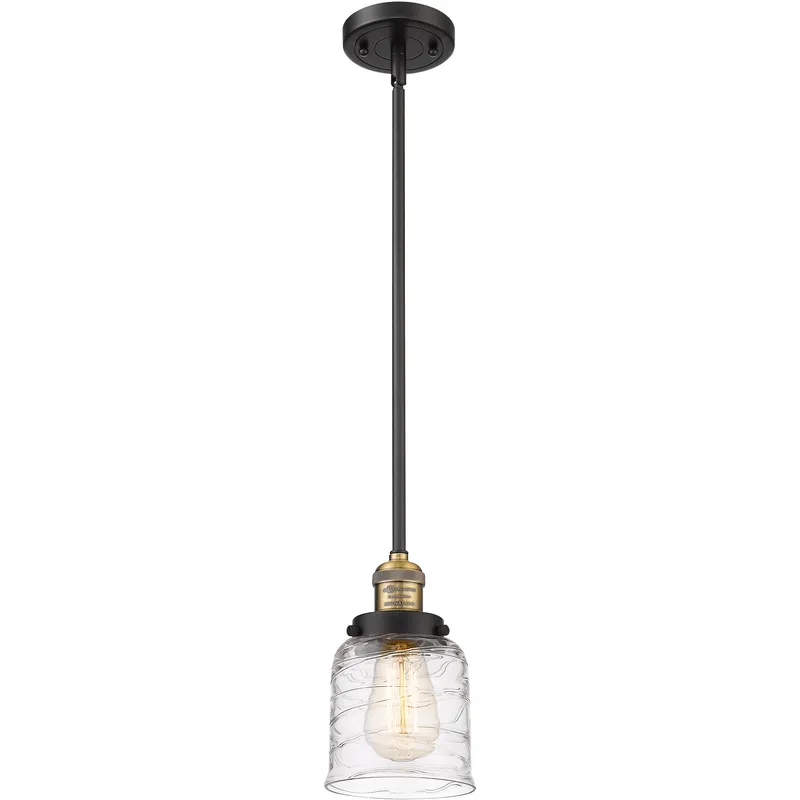 Franklin Restoration Bell LED 5 inch Black Antique Brass Mini Pendant Ceiling Light in Deco Swirl