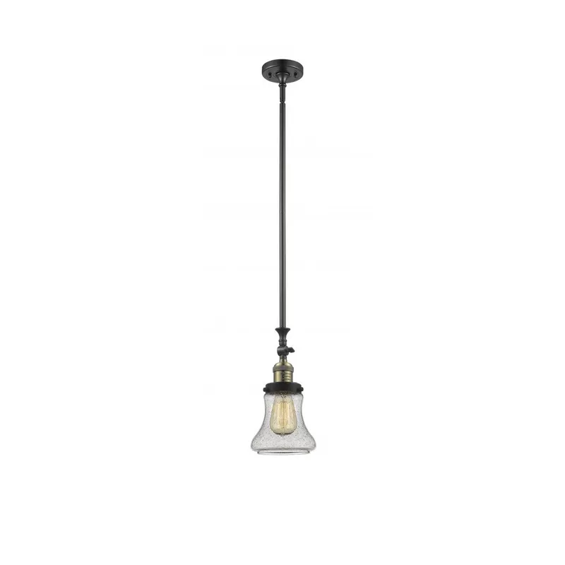 Franklin Restoration Bellmont 1 Light 7 inch Black Antique Brass Mini Pendant Ceiling Light in Seedy Glass, Franklin Restoration