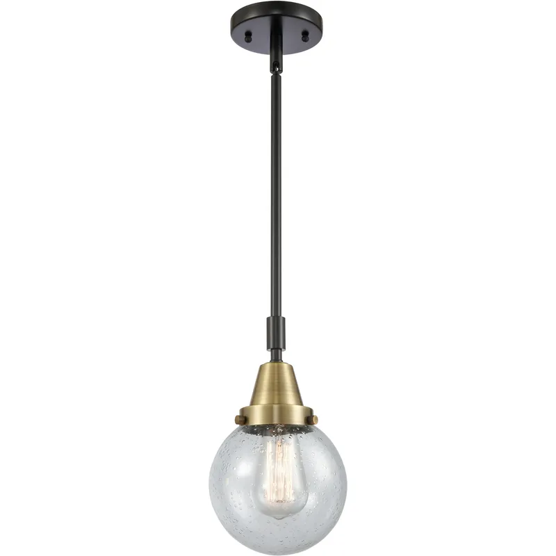 Beacon 1 Light 6 inch Black Antique Brass Mini Pendant Ceiling Light in Seedy Glass