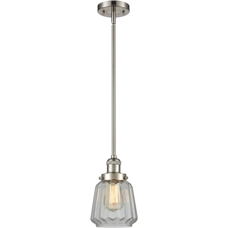 Franklin Restoration Chatham 1 Light 6 inch Brushed Satin Nickel Mini Pendant Ceiling Light in Incandescent, Clear, Franklin Restoration
