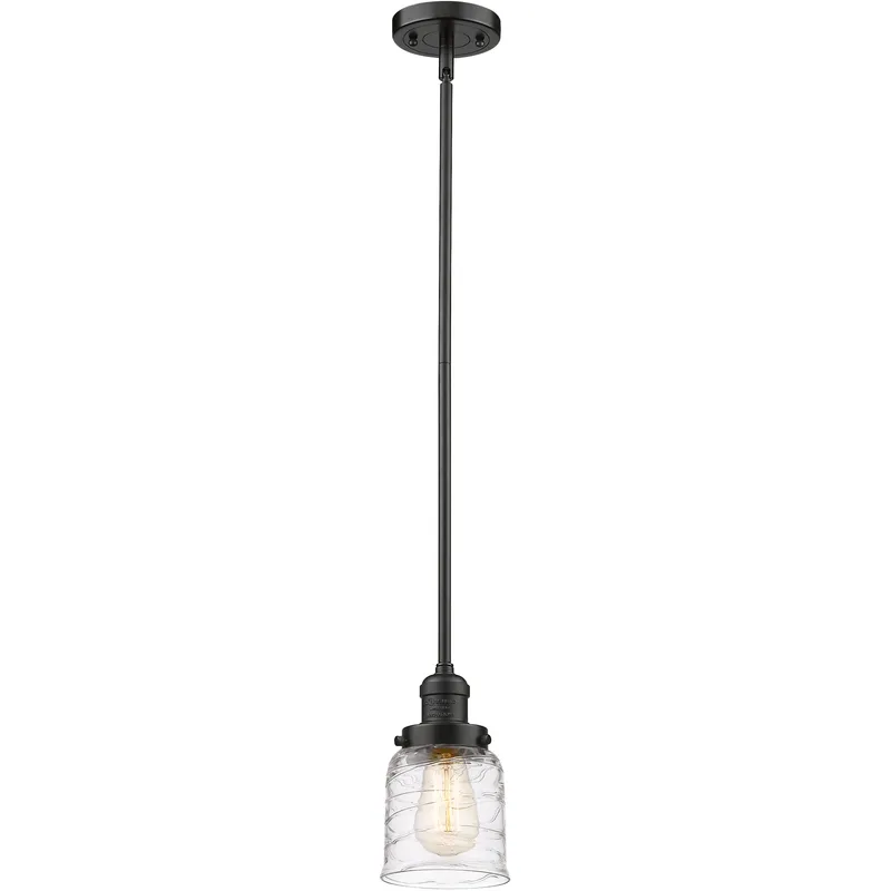Franklin Restoration Bell LED 5 inch Oil Rubbed Bronze Mini Pendant Ceiling Light in Deco Swirl