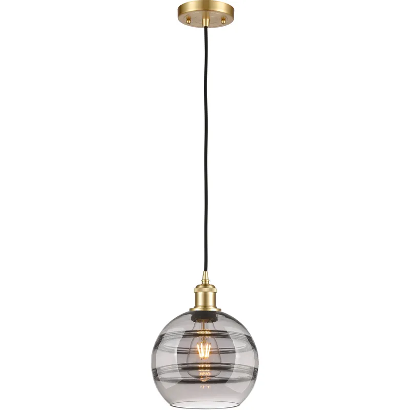 Ballston Rochester 1 Light 8 inch Satin Gold Cord Hung Mini Pendant Ceiling Light