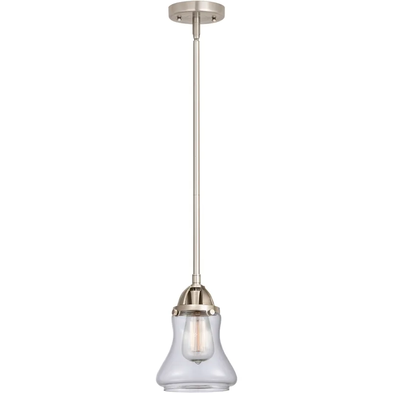 Nouveau 2 Bellmont 1 Light 6 inch Brushed Satin Nickel Mini Pendant Ceiling Light in Incandescent, Clear