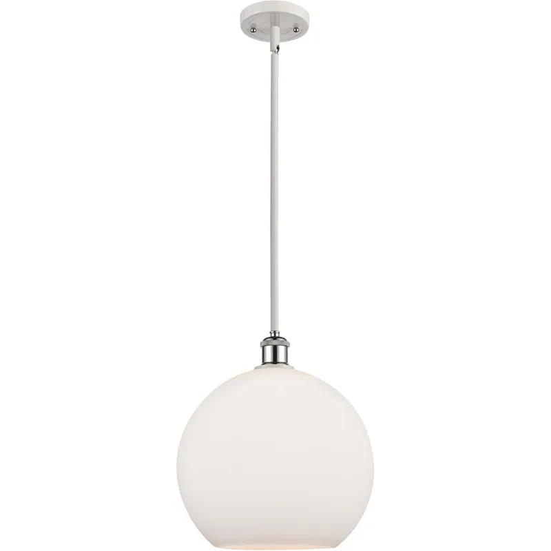 Ballston Athens 1 Light 12 inch White and Polished Chrome Mini Pendant Ceiling Light in Matte White Glass