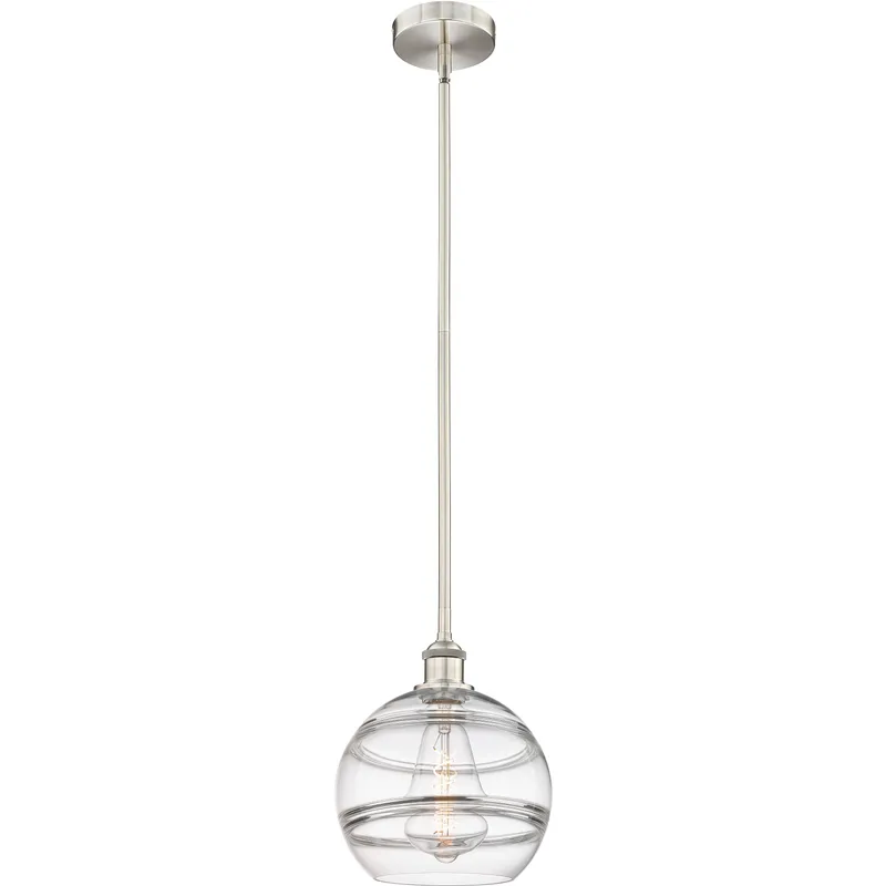 Edison Rochester 1 Light 10 inch Brushed Satin Nickel Stem Hung Mini Pendant Ceiling Light
