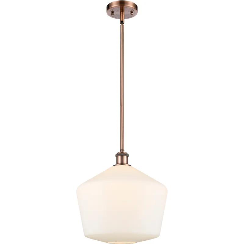 Ballston Cindyrella 1 Light 12 inch Antique Copper Mini Pendant Ceiling Light in Incandescent, Matte White Glass
