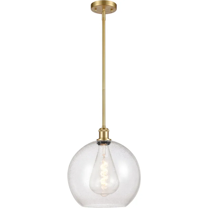 Ballston Athens 1 Light 12 inch Satin Gold Mini Pendant Ceiling Light in Seedy Glass