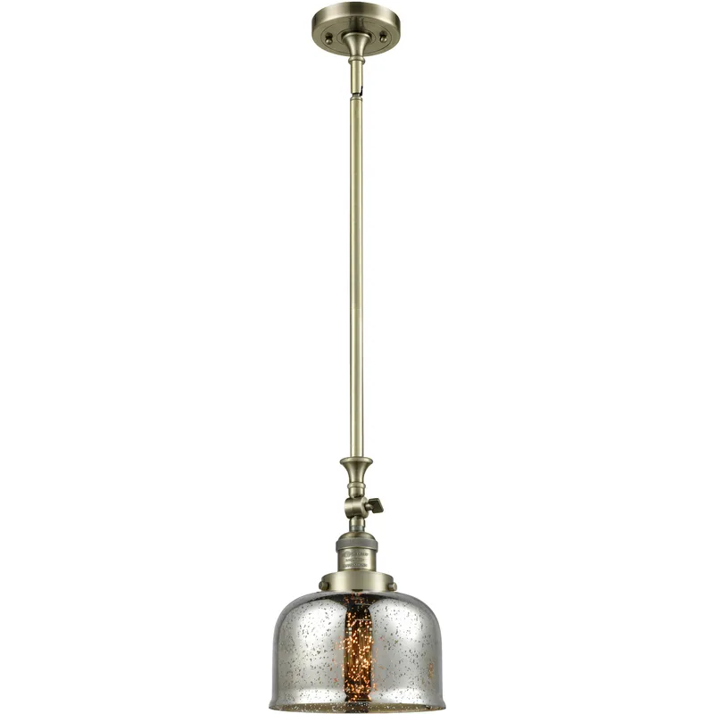 Franklin Restoration Bell LED 8 inch Antique Brass Mini Pendant Ceiling Light in Silver Plated Mercury, Franklin Restoration