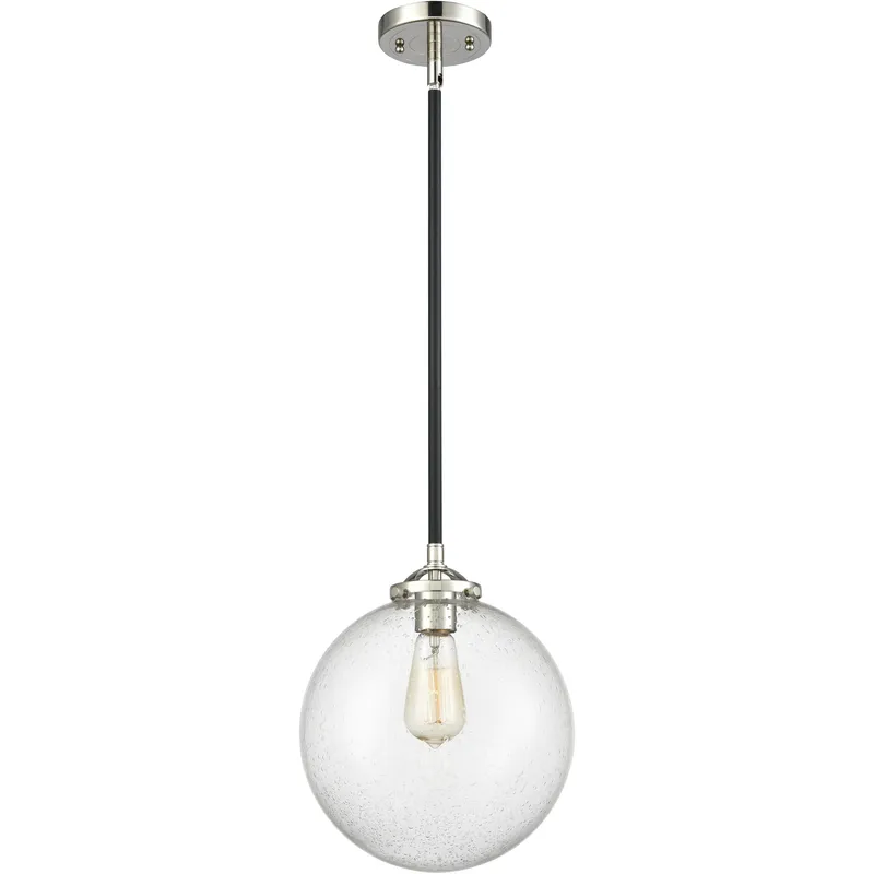 Nouveau Beacon 1 Light 10 inch Black Polished Nickel Mini Pendant Ceiling Light in Incandescent, Seedy, Nouveau