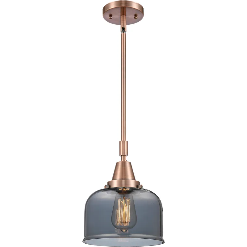 Franklin Restoration X-Large Bell LED 12 inch Antique Copper Mini Pendant Ceiling Light in Plated Smoke Glass