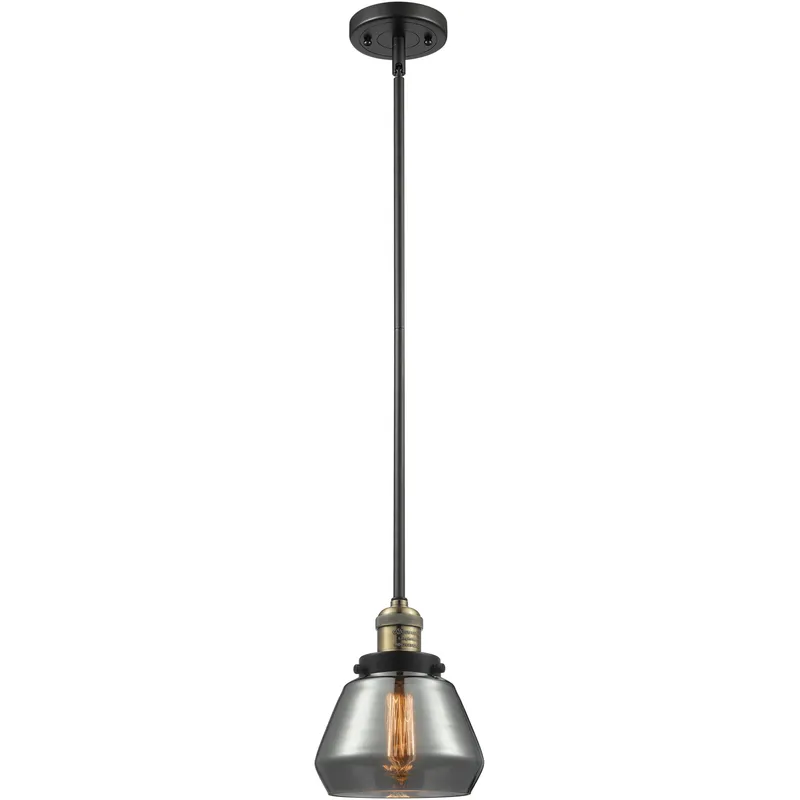 Franklin Restoration Fulton 1 Light 7 inch Black Antique Brass Mini Pendant Ceiling Light in Bulb Not Included, Light Smoke Glass, Franklin Restoration