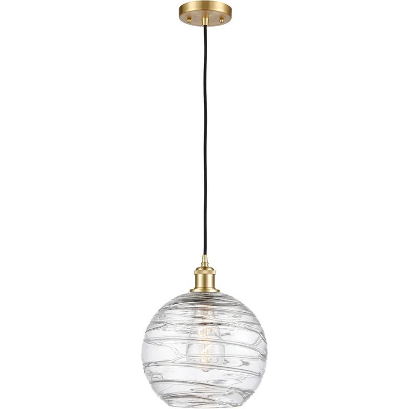 Ballston Large Deco Swirl 1 Light 10 inch Satin Gold Mini Pendant Ceiling Light, Ballston