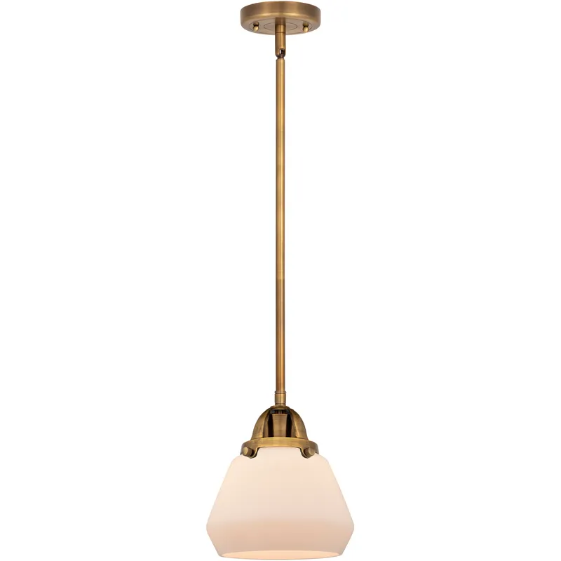Nouveau 2 Fulton 1 Light 6.75 inch Brushed Brass Mini Pendant Ceiling Light in Incandescent, Matte White