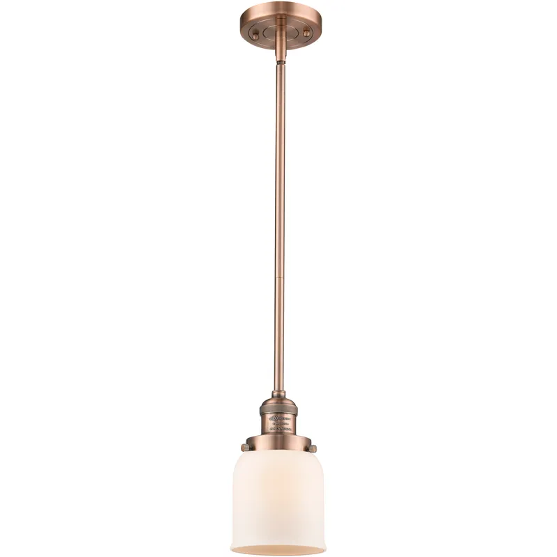 Franklin Restoration Bell LED 5 inch Antique Copper Mini Pendant Ceiling Light in Matte White, Franklin Restoration