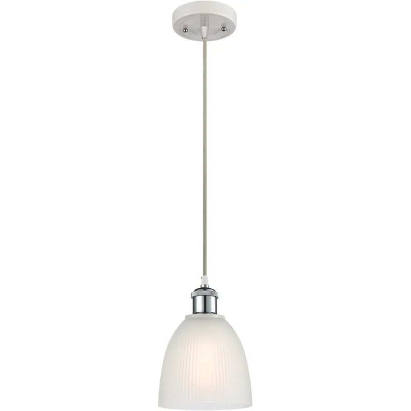 Ballston Castile 1 Light 6 inch White and Polished Chrome Mini Pendant Ceiling Light in White Glass, Ballston