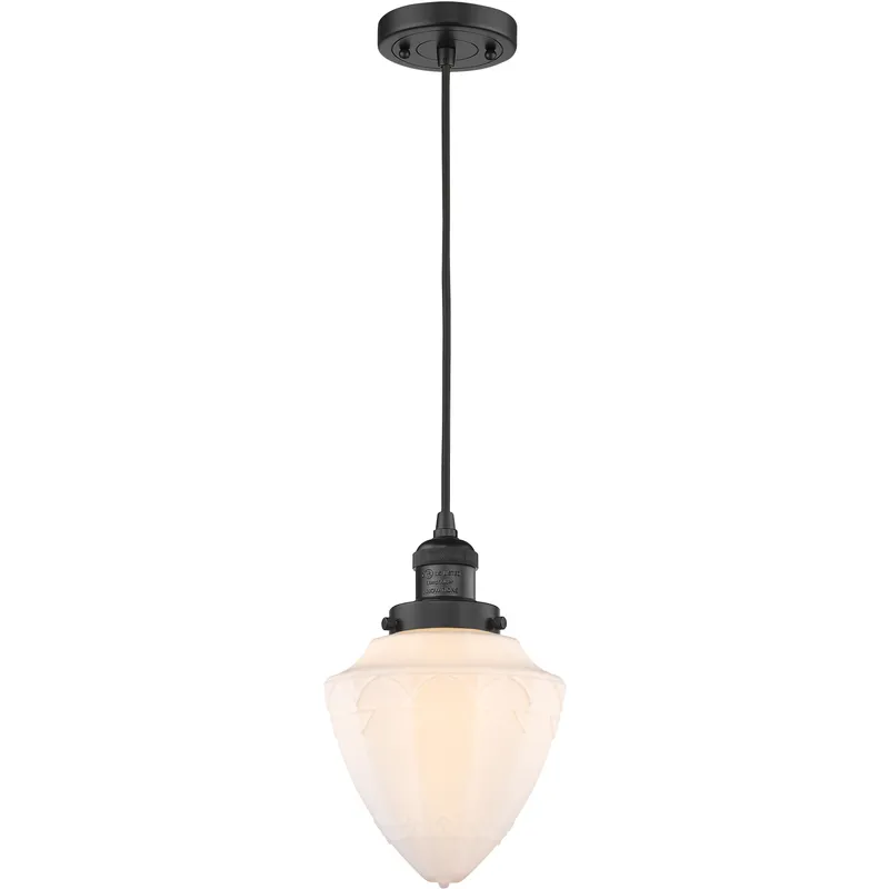 Franklin Restoration Bullet 1 Light 7 inch Matte Black Mini Pendant Ceiling Light in Incandescent, Matte White