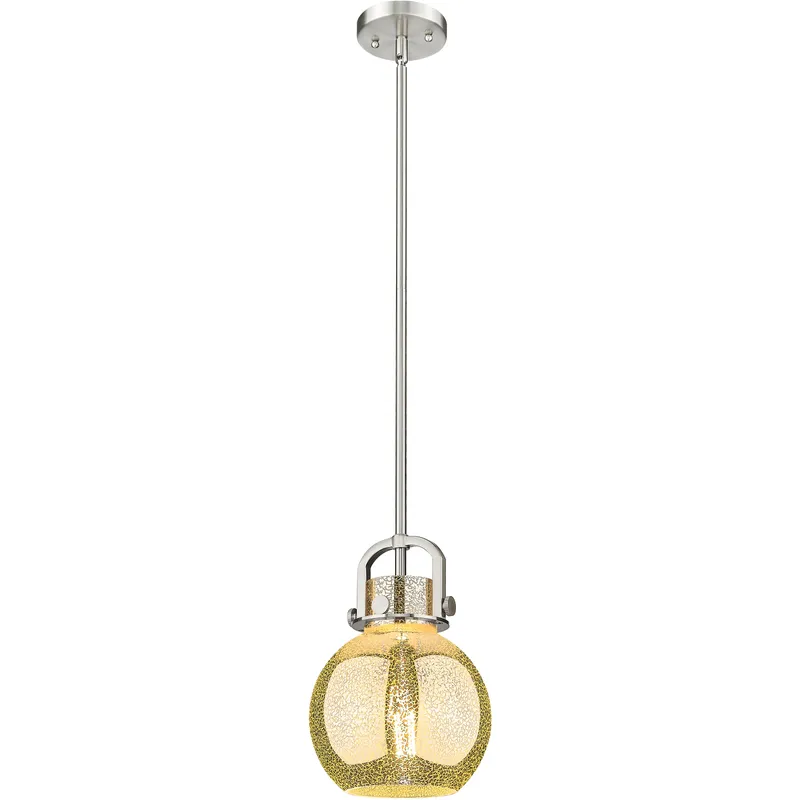 Newton Sphere 1 Light 8 inch Satin Nickel Mini Pendant Ceiling Light in Mercury Glass