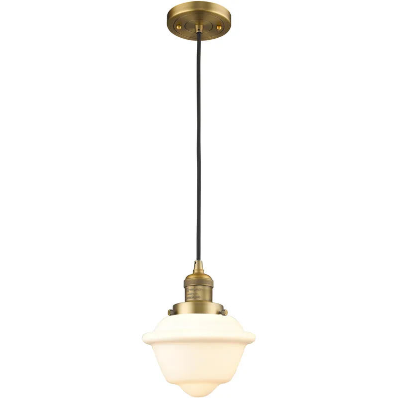 Franklin Restoration Oxford 1 Light 7.5 inch Brushed Brass Mini Pendant Ceiling Light in Incandescent, Matte White, Franklin Restoration