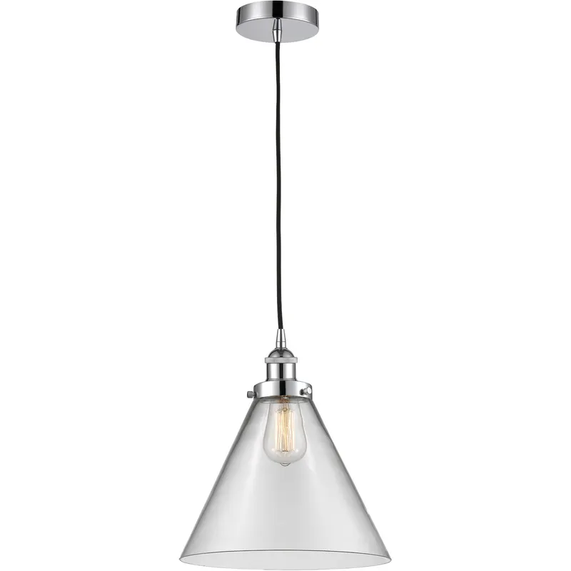 Edison Cone 1 Light 12 inch Polished Chrome Mini Pendant Ceiling Light