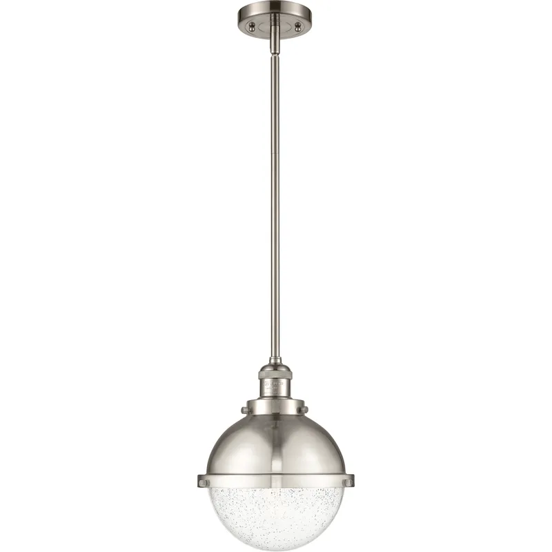 Franklin Restoration Hampden 1 Light 9 inch Black Antique Brass Mini Pendant Ceiling Light in Seedy Glass