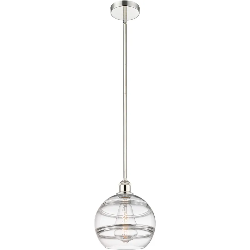 Edison Rochester 1 Light 10 inch Polished Nickel Stem Hung Mini Pendant Ceiling Light