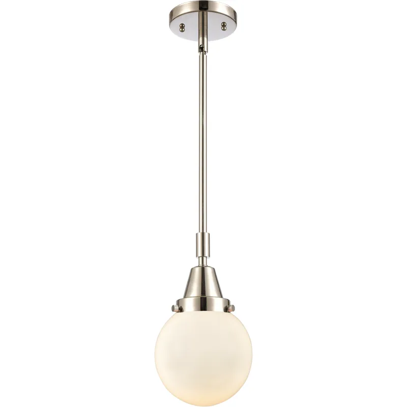 Beacon 1 Light 6 inch Polished Nickel Mini Pendant Ceiling Light in Matte White Glass