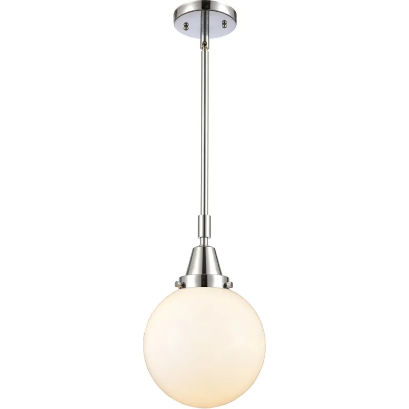 Beacon 1 Light 8 inch Polished Chrome Mini Pendant Ceiling Light in Matte White Glass
