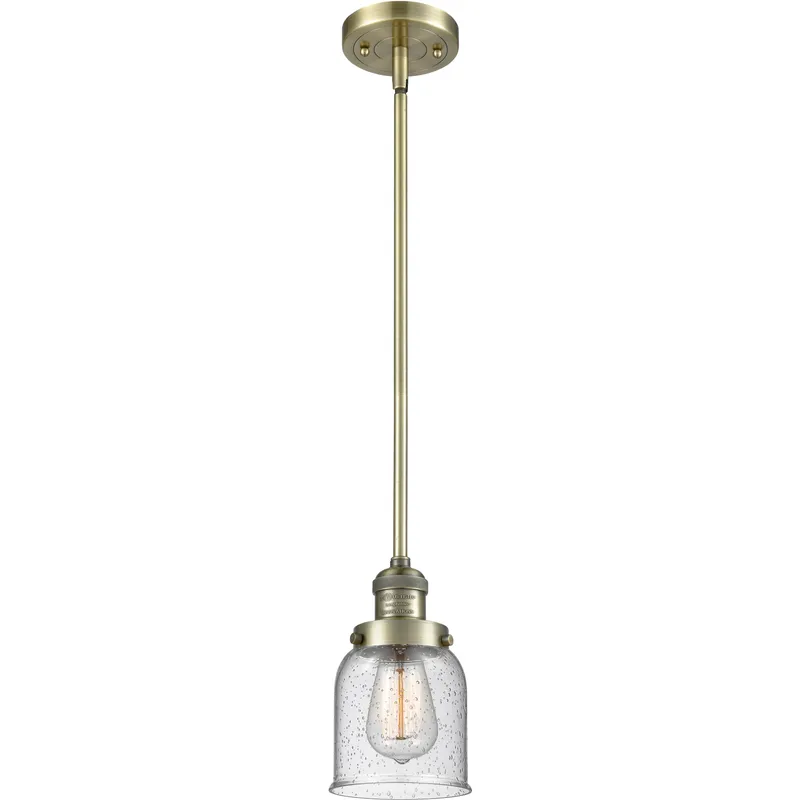 Franklin Restoration Bell 1 Light 5 inch Antique Brass Mini Pendant Ceiling Light in Incandescent, Seedy, Franklin Restoration