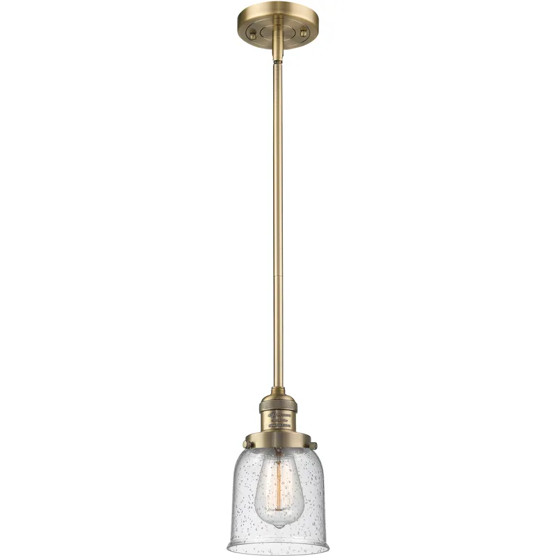 Franklin Restoration Bell LED 5 inch Brushed Brass Mini Pendant Ceiling Light in Seedy, Franklin Restoration