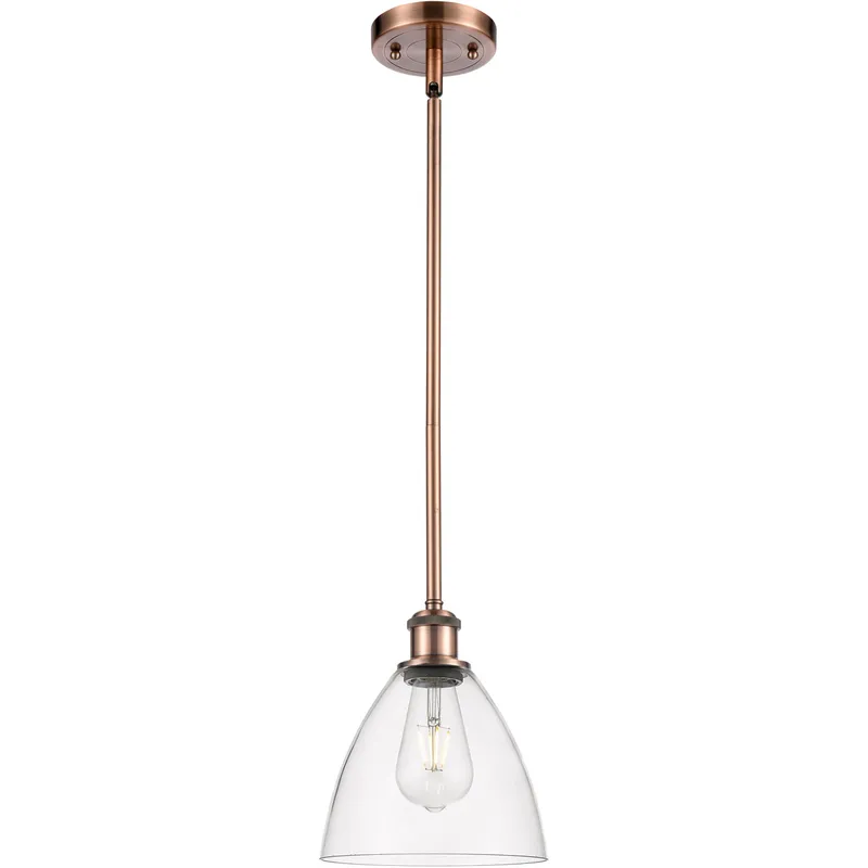 Ballston Dome LED 7.5 inch Antique Copper Mini Pendant Ceiling Light in Clear Glass
